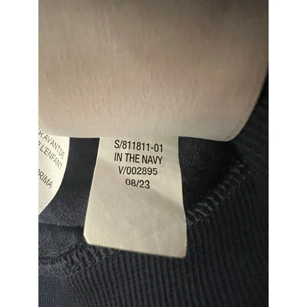 Old Navy Infant Boys Navy Blue Ribbed Corduroy Bear Ear Hoodie 6-12M (0974)
